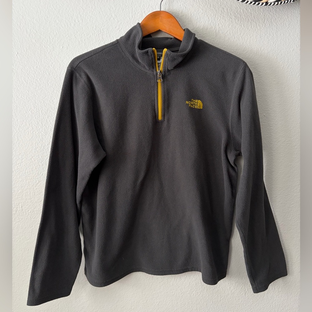 The North Face Kids Gray Yellow Quarter Zip-Up Fleece Boy’s XL 18/20